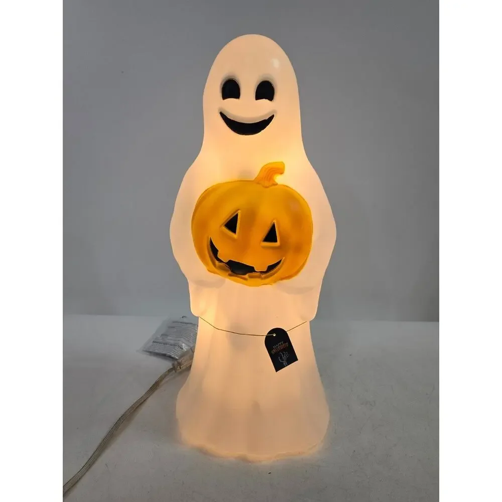 Halloween Ghost Holding Pumpkin Lighted Blow Mold 24